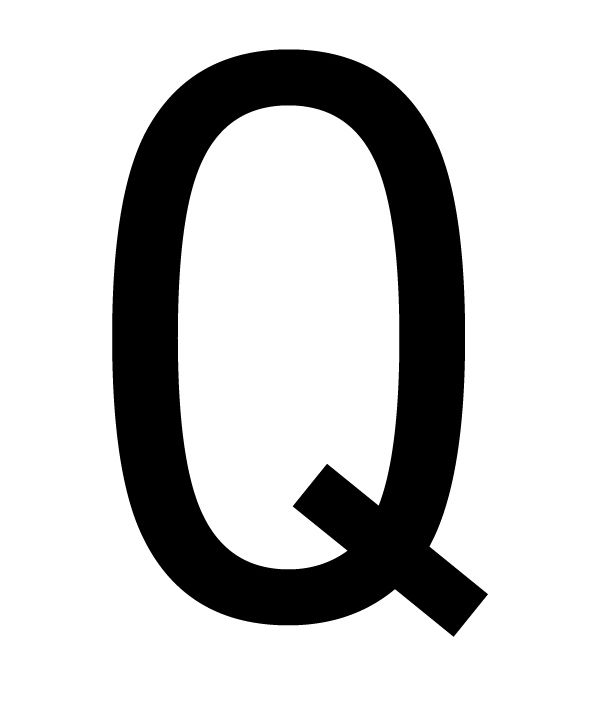 The House Nameplate Company Gloss Black & white uPVC Self-adhesive House letter Q, (H)60mm (W)40mm
