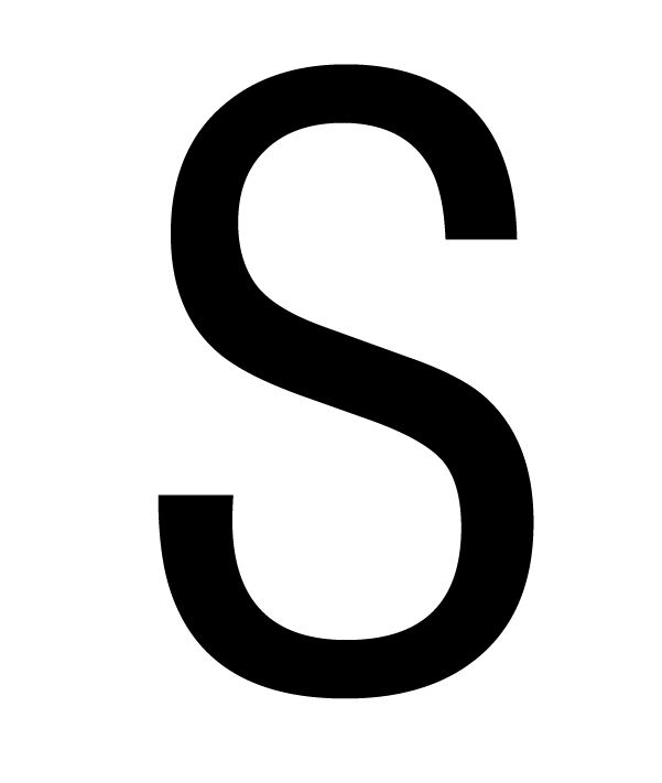 The House Nameplate Company Gloss Black & white uPVC Self-adhesive House letter S, (H)60mm (W)40mm