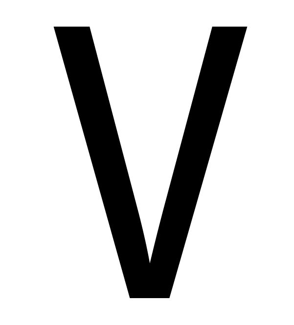 The House Nameplate Company Gloss Black & white uPVC Self-adhesive House letter V, (H)60mm (W)40mm
