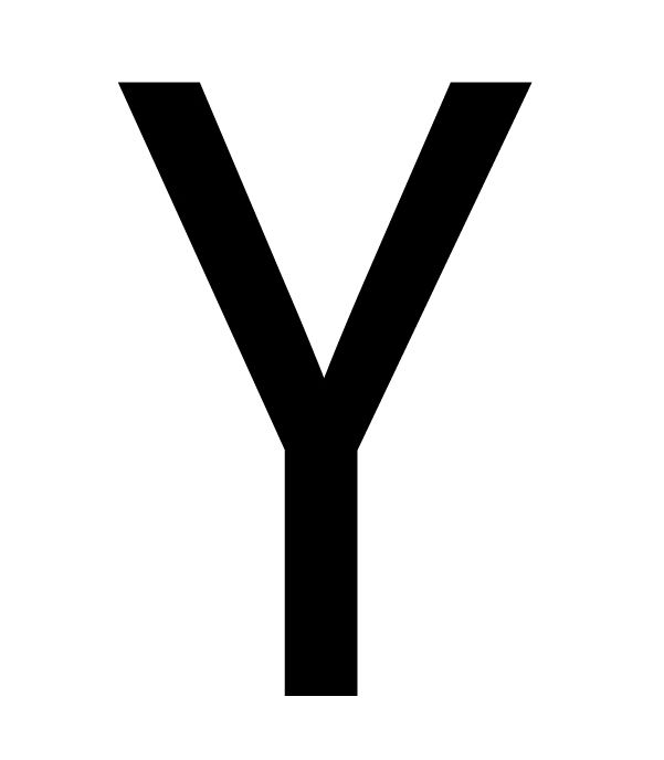 The House Nameplate Company Gloss Black & white uPVC Self-adhesive House letter Y, (H)60mm (W)40mm