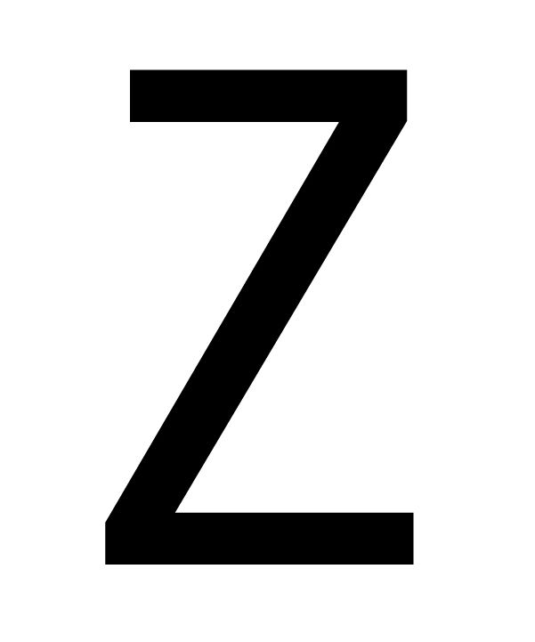 The House Nameplate Company Gloss Black & white uPVC Self-adhesive House letter Z, (H)60mm (W)40mm