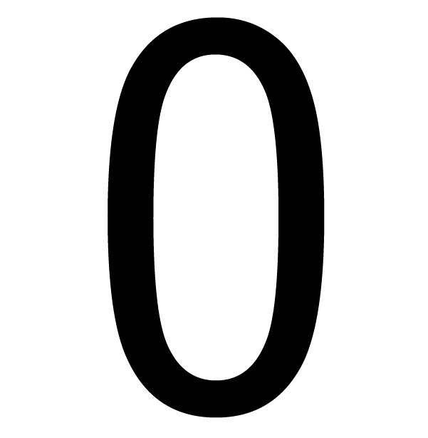 The House Nameplate Company Gloss Black & white uPVC Self-adhesive House number 0, (H)60mm (W)40mm
