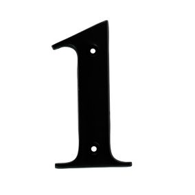 The House Nameplate Company Polished Black Aluminium House number 1, (H)100mm (W)65mm