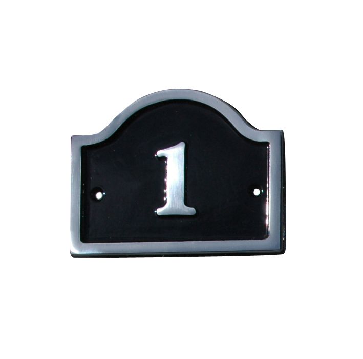The House Nameplate Company Polished Black Aluminium House number 1, (H)120mm (W)160mm