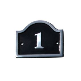 The House Nameplate Company Polished Black Aluminium House number 1, (H)120mm (W)160mm