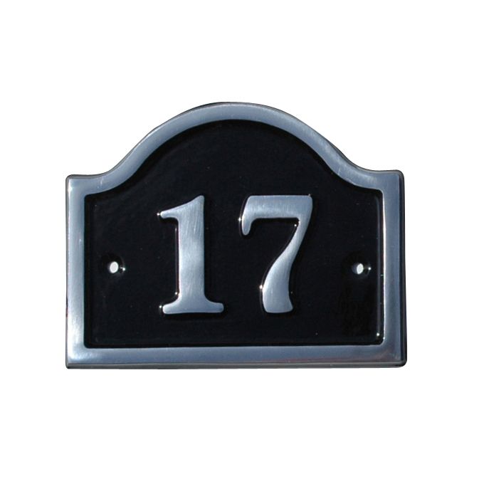 The House Nameplate Company Polished Black Aluminium House number 17, (H)120mm (W)160mm