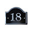 The House Nameplate Company Polished Black Aluminium House number 18, (H)120mm (W)160mm