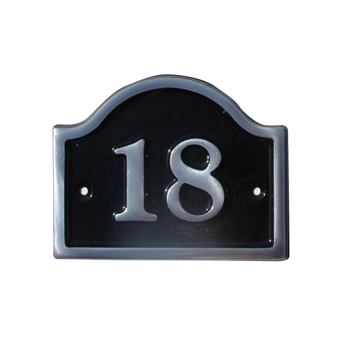 The House Nameplate Company Polished Black Aluminium House number 18, (H)120mm (W)160mm