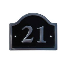 The House Nameplate Company Polished Black Aluminium House number 21, (H)120mm (W)160mm