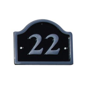 The House Nameplate Company Polished Black Aluminium House number 22, (H)120mm (W)160mm