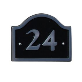 The House Nameplate Company Polished Black Aluminium House number 24, (H)120mm (W)160mm