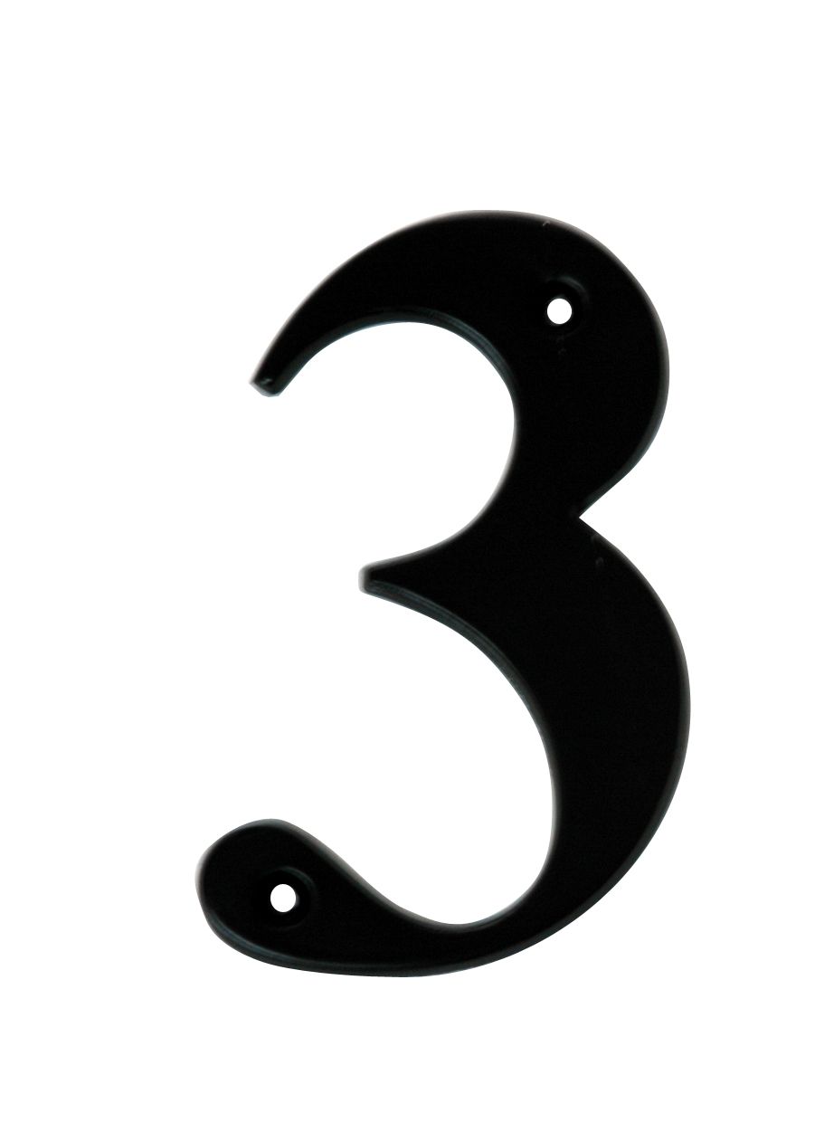 The House Nameplate Company Polished Black Aluminium House number 3, (H