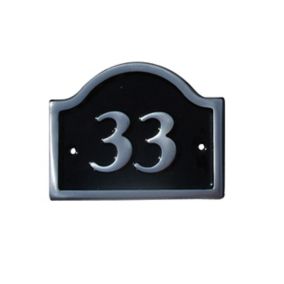 The House Nameplate Company Polished Black Aluminium House number 33, (H)120mm (W)160mm