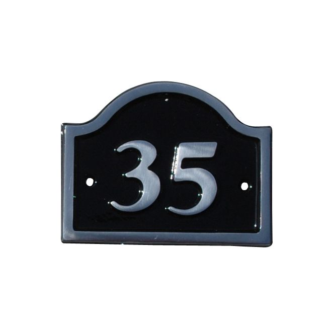 The House Nameplate Company Polished Black Aluminium House number 35, (H)120mm (W)160mm