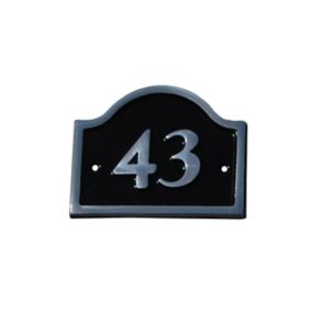 The House Nameplate Company Polished Black Aluminium House number 43, (H)120mm (W)160mm
