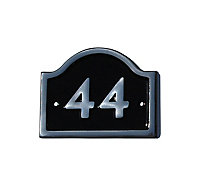 The House Nameplate Company Polished Black Aluminium House number 44, (H)120mm (W)160mm