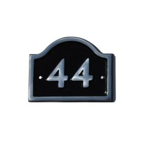 The House Nameplate Company Polished Black Aluminium House number 44, (H)120mm (W)160mm