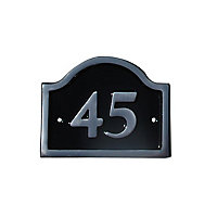 The House Nameplate Company Polished Black Aluminium House number 45, (H)120mm (W)160mm