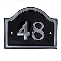 The House Nameplate Company Polished Black Aluminium House number 48, (H)120mm (W)160mm