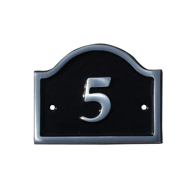The House Nameplate Company Polished Black Aluminium House number 5, (H)120mm (W)160mm