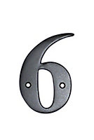 The House Nameplate Company Polished Black Aluminium House number 6, (H)100mm (W)65mm