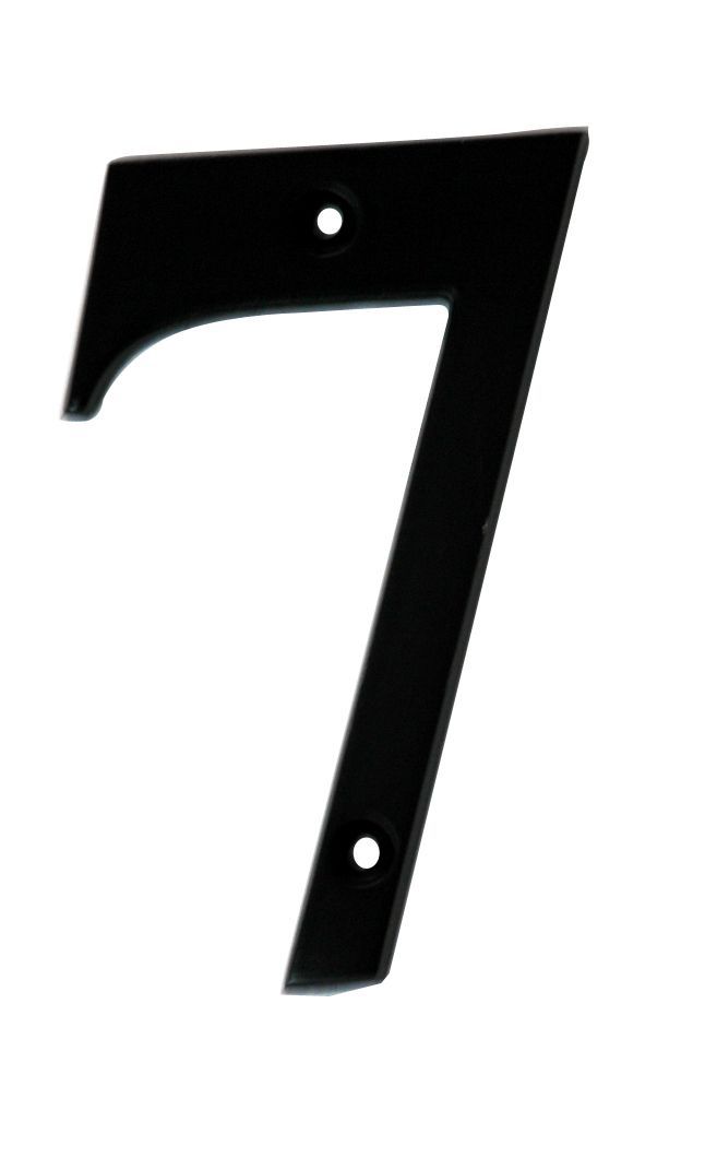 The House Nameplate Company Polished Black Aluminium House number 7, (H)100mm (W)65mm