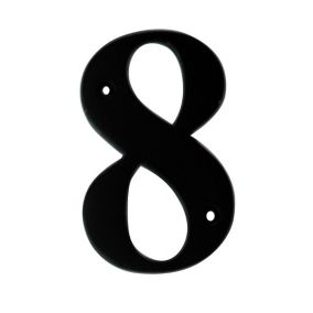 The House Nameplate Company Polished Black Aluminium House number 8, (H)100mm (W)65mm