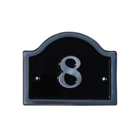 The House Nameplate Company Polished Black Aluminium House number 8, (H)120mm (W)160mm