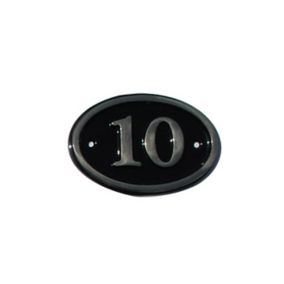 The House Nameplate Company Polished Black Brass Oval House number 10, (H)120mm (W)160mm