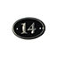 The House Nameplate Company Polished Black Brass Oval House number 14, (H)120mm (W)160mm