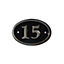 The House Nameplate Company Polished Black Brass Oval House number 15, (H)120mm (W)160mm