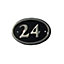 The House Nameplate Company Polished Black Brass Oval House number 24, (H)120mm (W)160mm