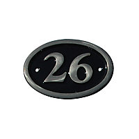 The House Nameplate Company Polished Black Brass Oval House number 26, (H)120mm (W)160mm