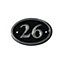 The House Nameplate Company Polished Black Brass Oval House number 26, (H)120mm (W)160mm