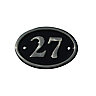 The House Nameplate Company Polished Black Brass Oval House number 27, (H)120mm (W)160mm