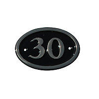 The House Nameplate Company Polished Black Brass Oval House number 30, (H)120mm (W)160mm