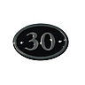 The House Nameplate Company Polished Black Brass Oval House number 30, (H)120mm (W)160mm