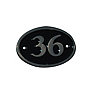 The House Nameplate Company Polished Black Brass Oval House number 36, (H)120mm (W)160mm