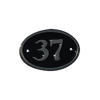 The House Nameplate Company Polished Black Brass Oval House number 37, (H)120mm (W)160mm