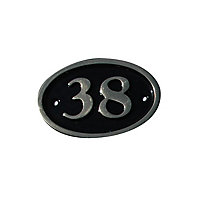 The House Nameplate Company Polished Black Brass Oval House number 38, (H)120mm (W)160mm