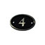 The House Nameplate Company Polished Black Brass Oval House number 4, (H)120mm (W)160mm