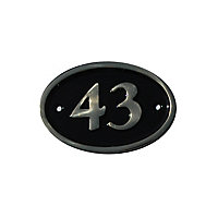The House Nameplate Company Polished Black Brass Oval House number 43, (H)120mm (W)160mm