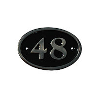 The House Nameplate Company Polished Black Brass Oval House number 48, (H)120mm (W)160mm