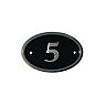 The House Nameplate Company Polished Black Brass Oval House number 5, (H)120mm (W)160mm