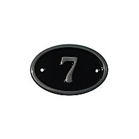 The House Nameplate Company Polished Black Brass Oval House number 7, (H)120mm (W)160mm