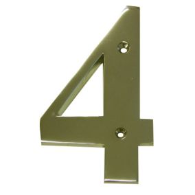 The House Nameplate Company Polished Brass House number 4, (H)150mm (W)85mm