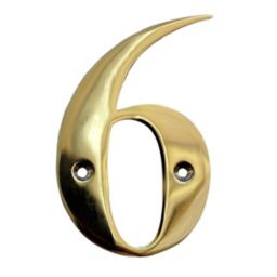 The House Nameplate Company Polished Brass House number 6, (H)100mm (W)65mm