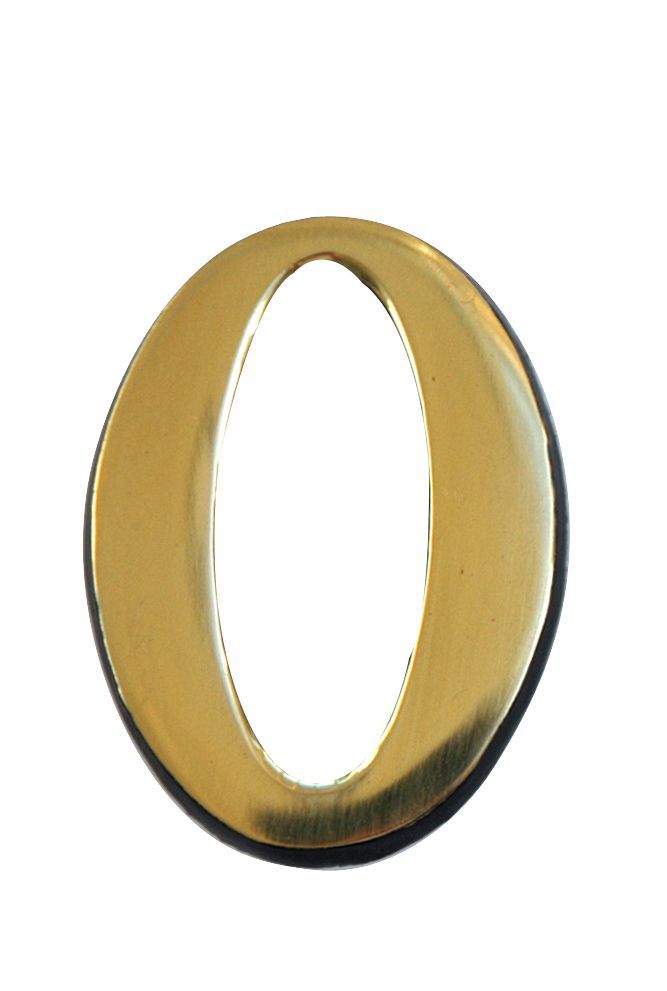 The House Nameplate Company Polished Brass Self-adhesive House number 0, (H)50mm (W)25mm