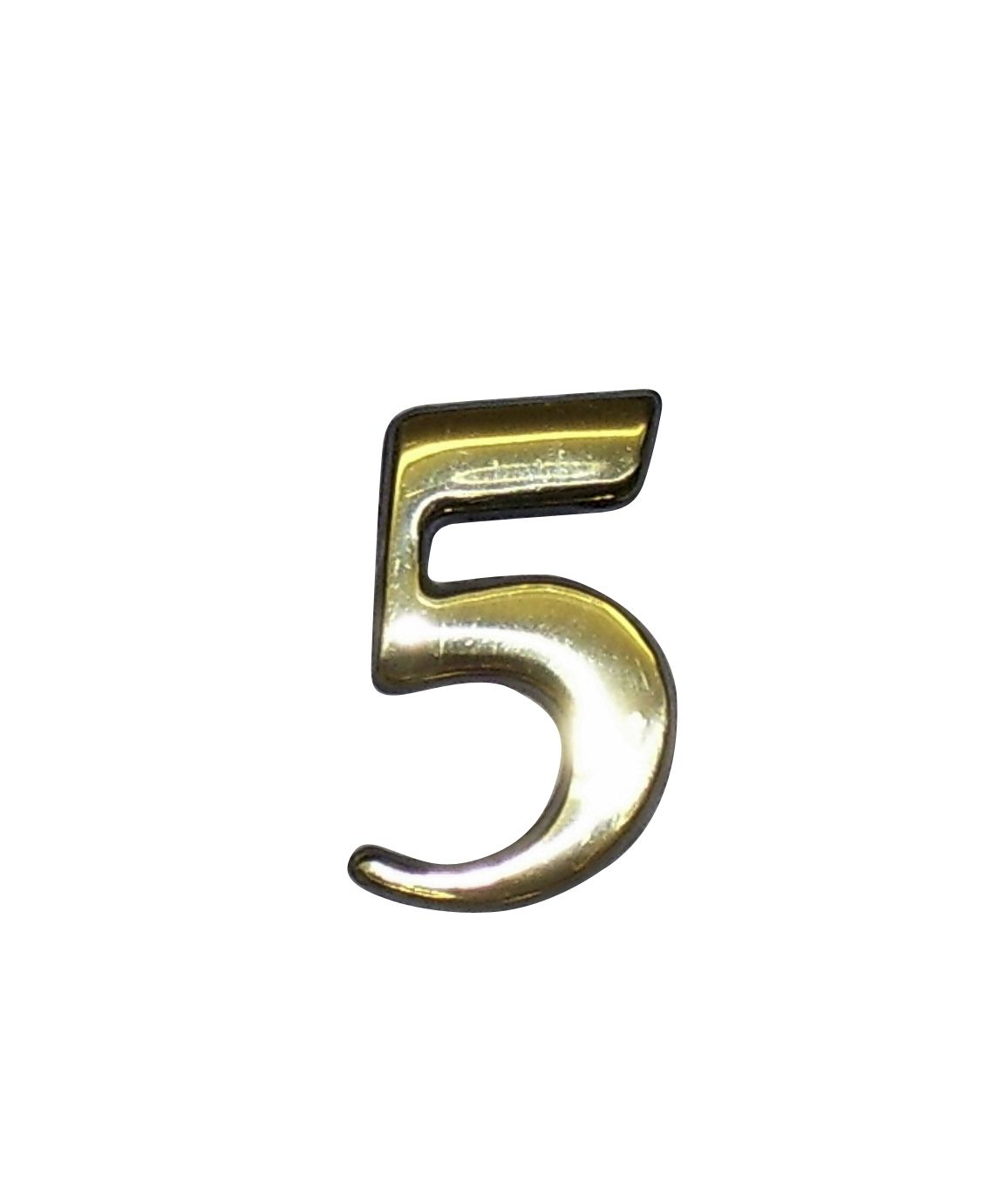 The House Nameplate Company Polished Brass Self-adhesive House number 5, (H)50mm (W)25mm