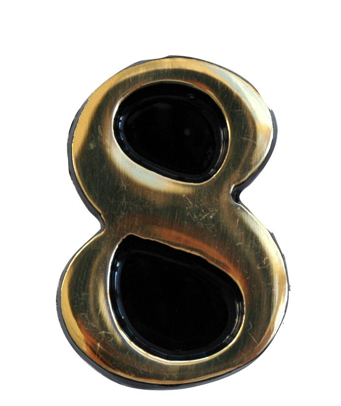 The House Nameplate Company Polished Brass Self-adhesive House number 8, (H)50mm (W)25mm